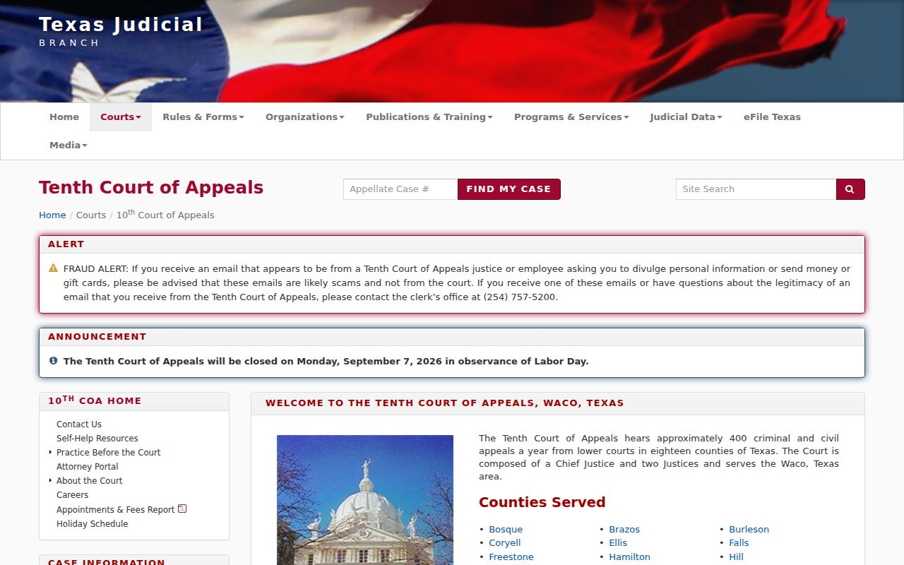 Burleson court docket appellate route through the Tenth Court