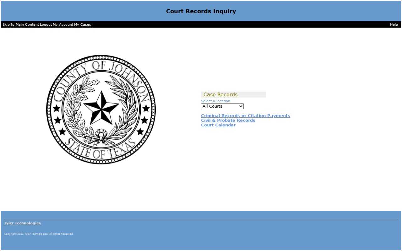 Johnson County court docket public access portal